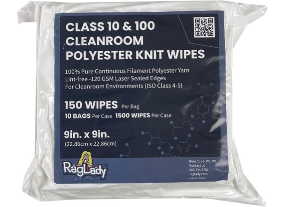 9 x 9 Polyester Lint Free Cleanroom Wipes 