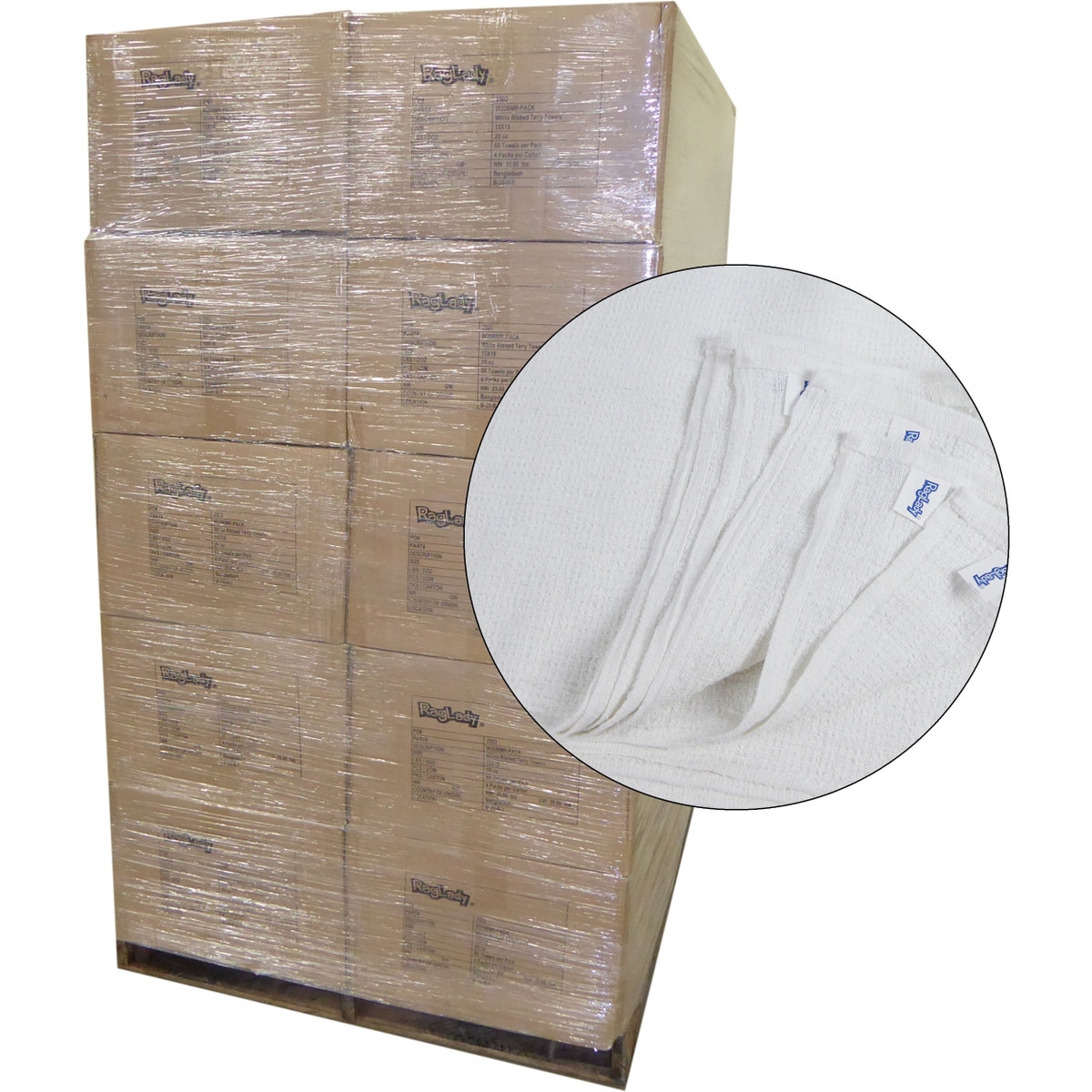 Ribbed Rag Bulk Ribbed Terry Bar Mop Rags 15x18 - 30 Cases | RagLady