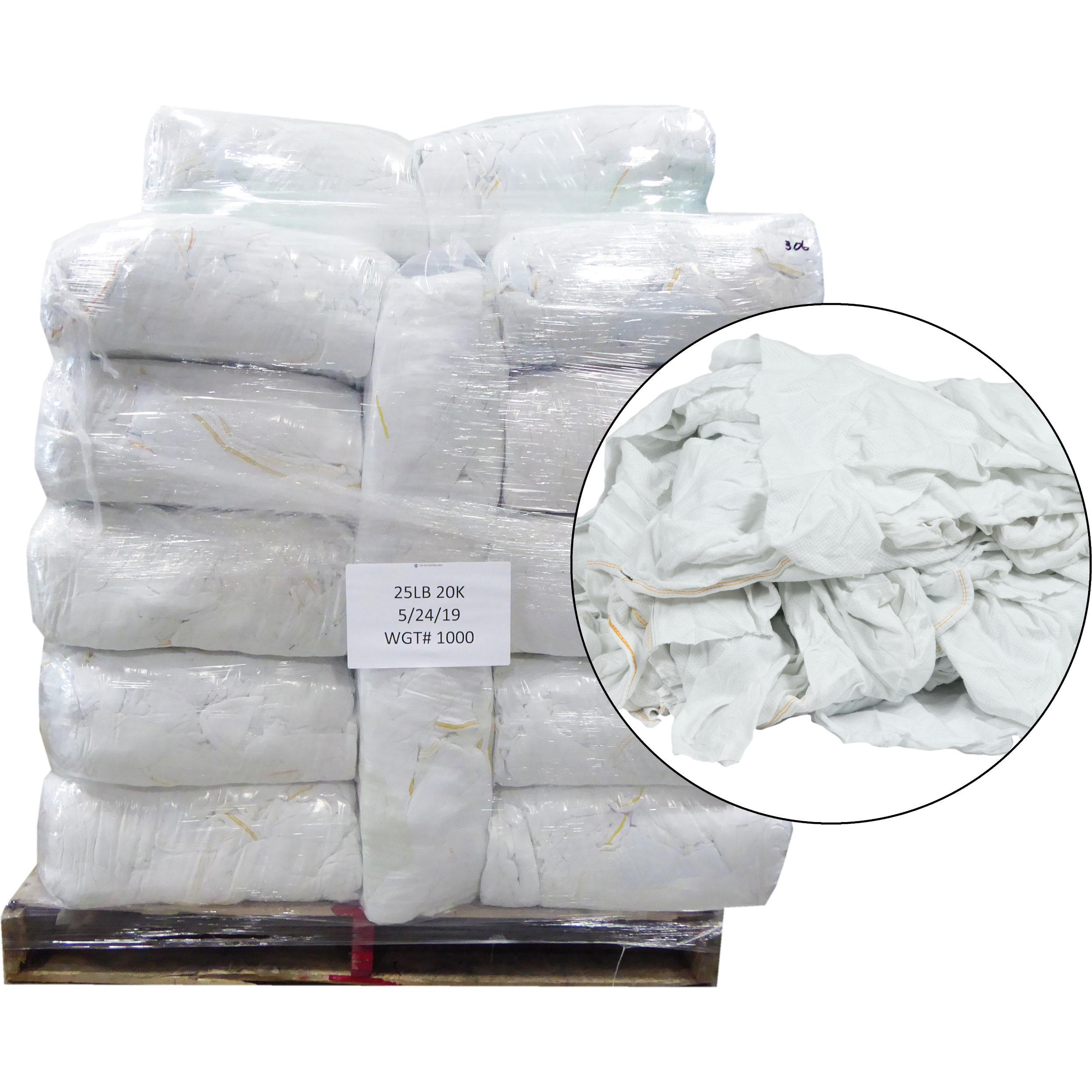 25 Lb. Compressed Bag Of White T-shirt Rags – Anchor Wiping Cloth, Industrial Grade, Multipurpose Absorbent